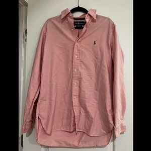 Salmon colored Ralph Lauren classic fit long sleeve button down. Size medium.
